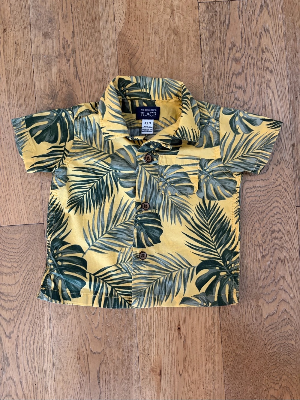 The Children's Place Yellow & Green Tropical Leaf Button-Down Shirt